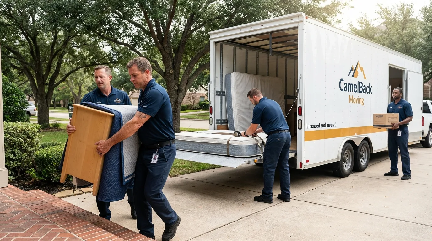 Crew loading residential truck for cross-state move from Titusville, PA