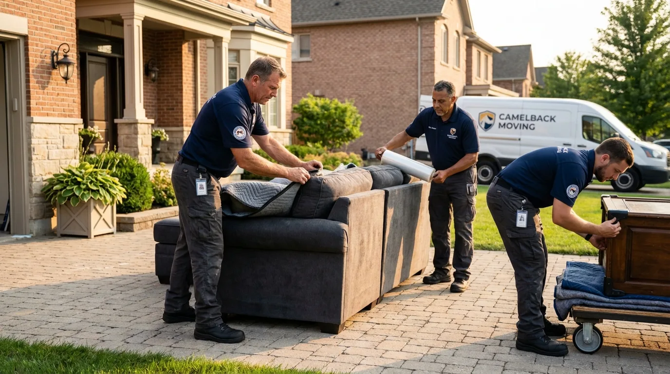 Large estate moving crew wrapping furniture in Titusville, PA