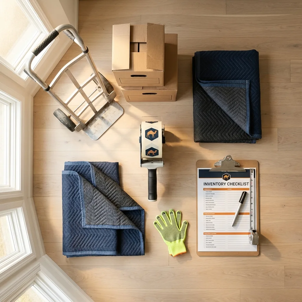 Professional moving supplies and packing materials layout for Titusville residential relocations